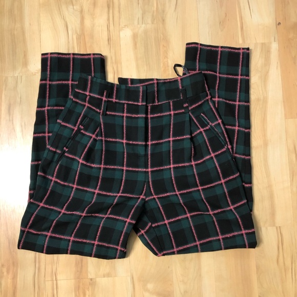 pink and green plaid pants